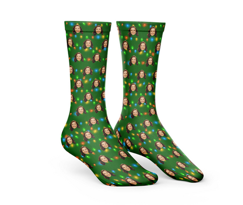Green Christmas Socks With Lights
